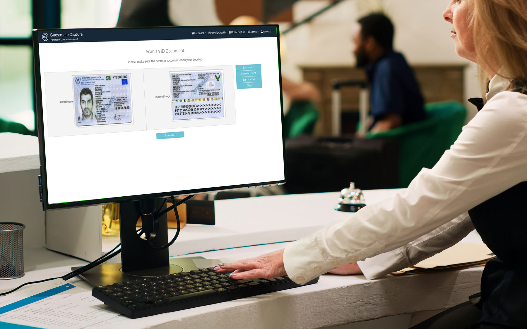 Entrada rápida de datos del huésped con escáner y directo al PMS
